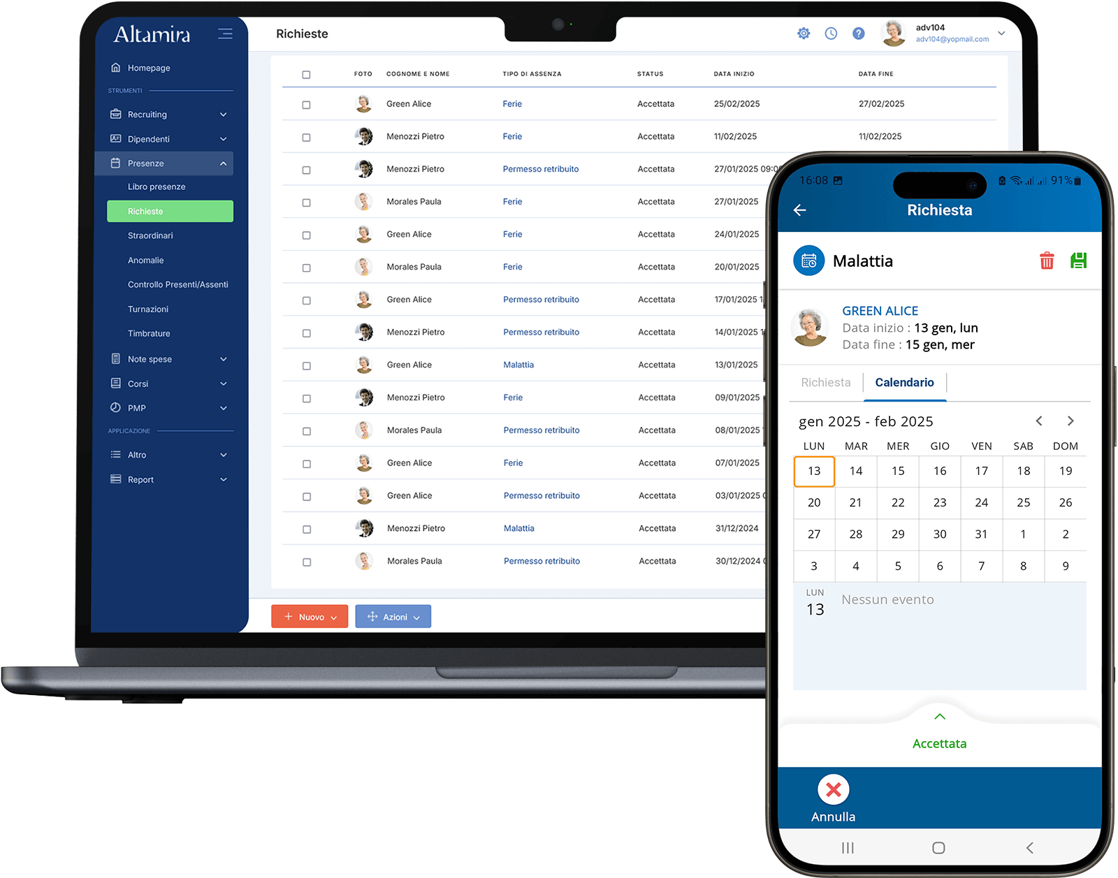 screenshot of Altamira HRM